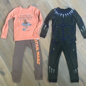 2 Sets Bundle of Star Wars & Black Panther Pajamas 5T